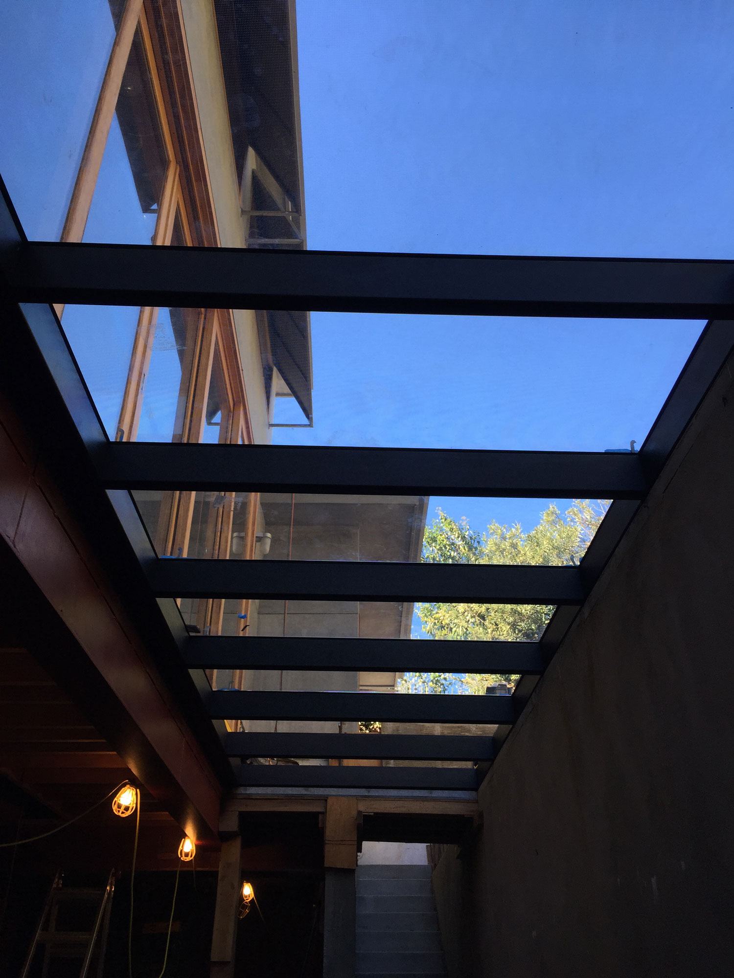 Basement Skylight in West Los Angles shown with egress stairs
