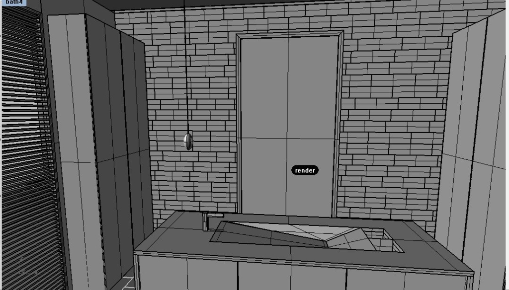 Bathroom Rendering with center island for sink in master