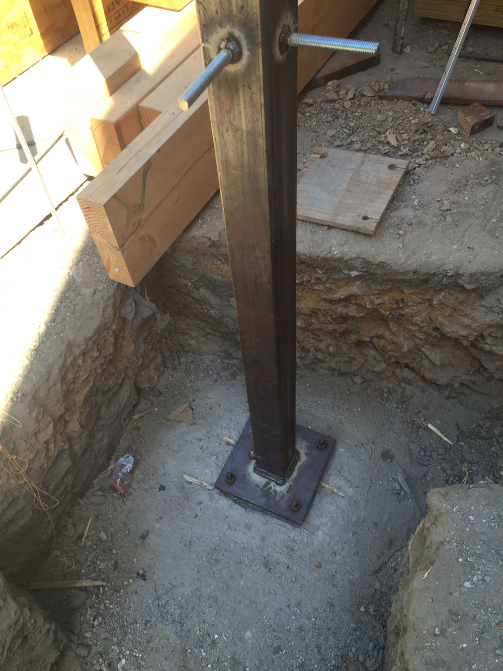 Steel footing for foundation work in Benedict Canyon